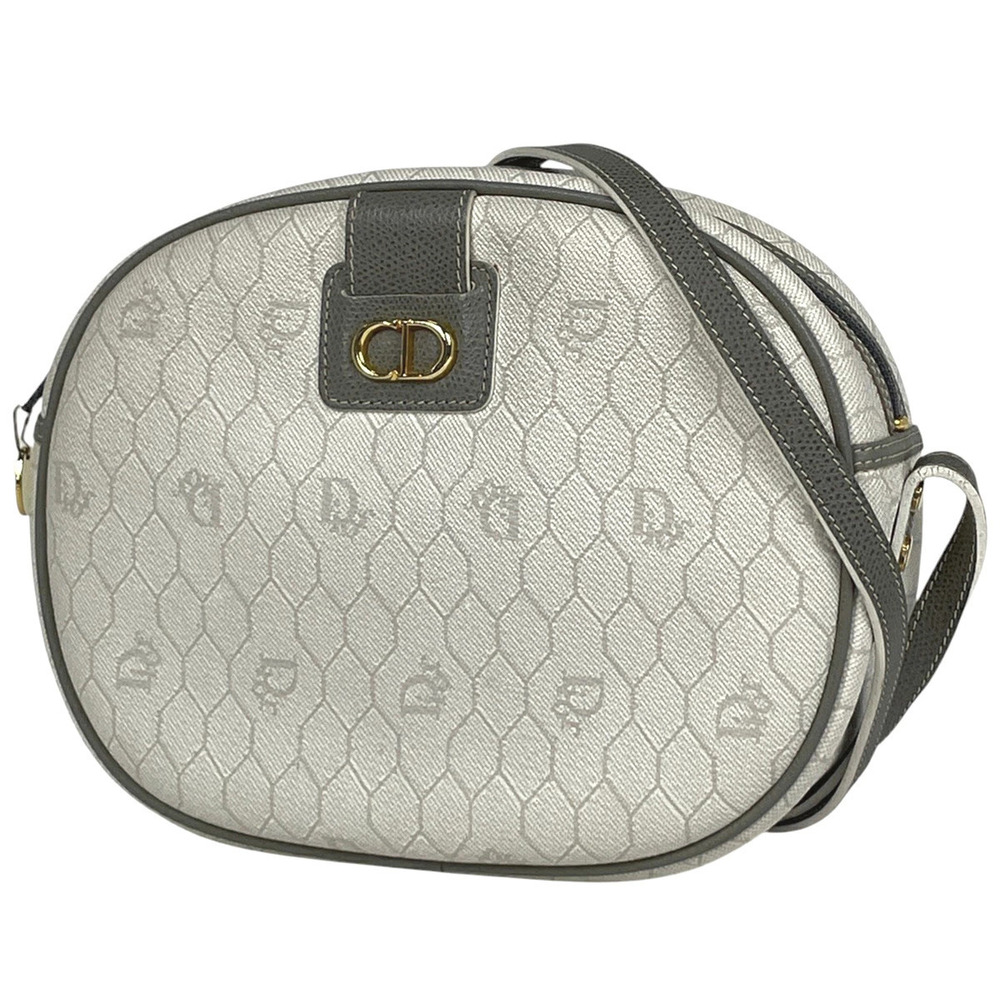 Christian Dior Honeycomb Crossbody Bag Canvas White Gray